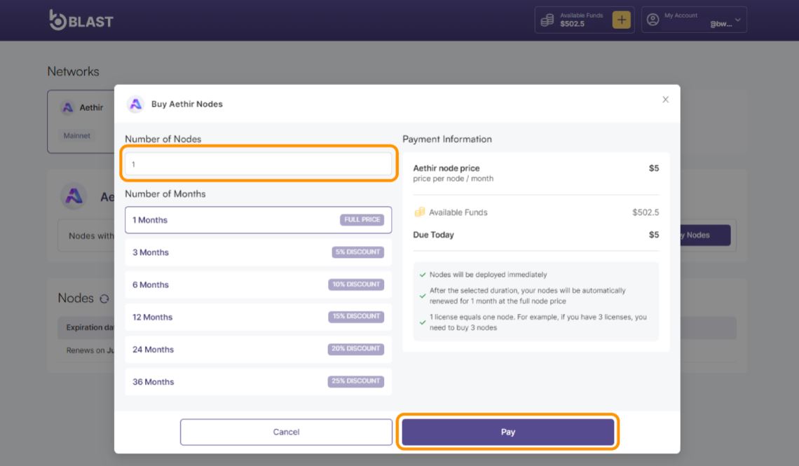 Node modal