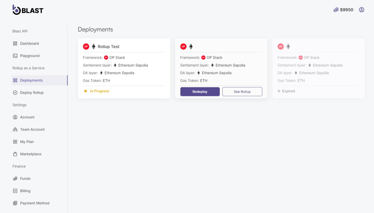 Deployments section