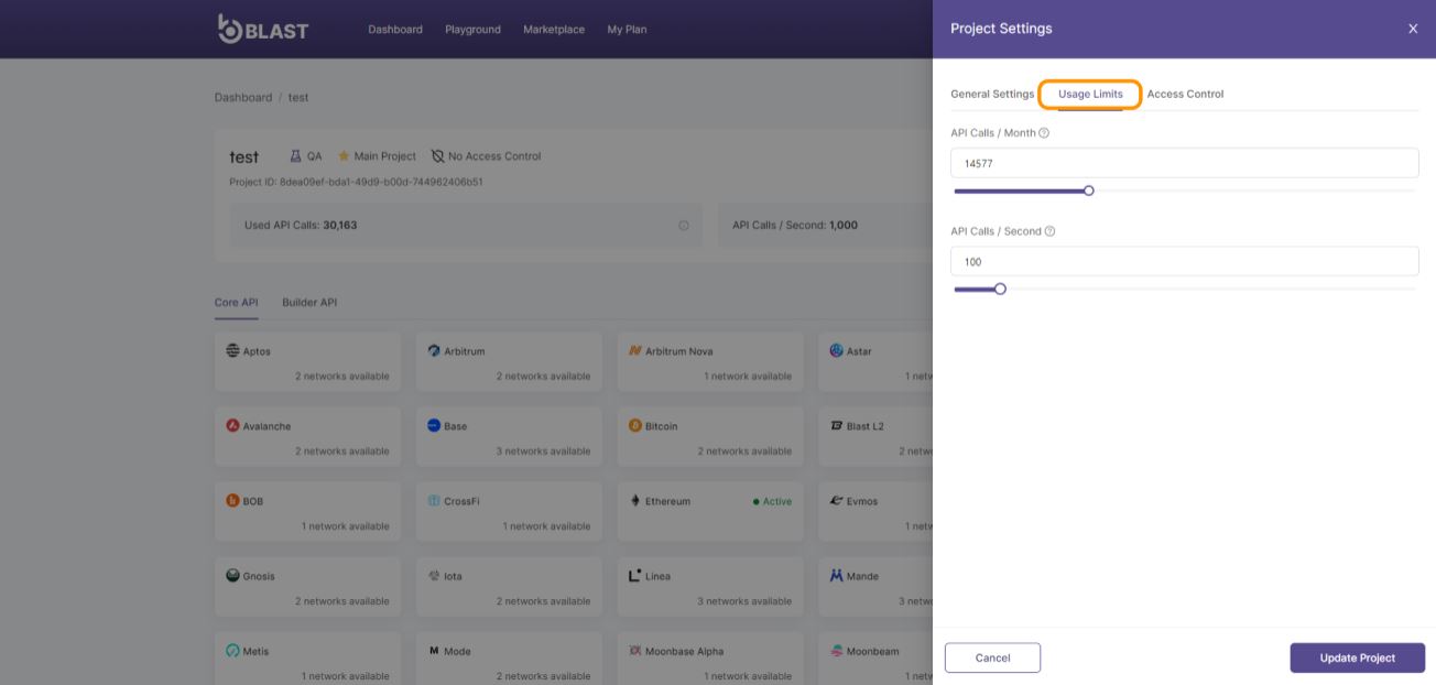 Project settings section - Allowlist